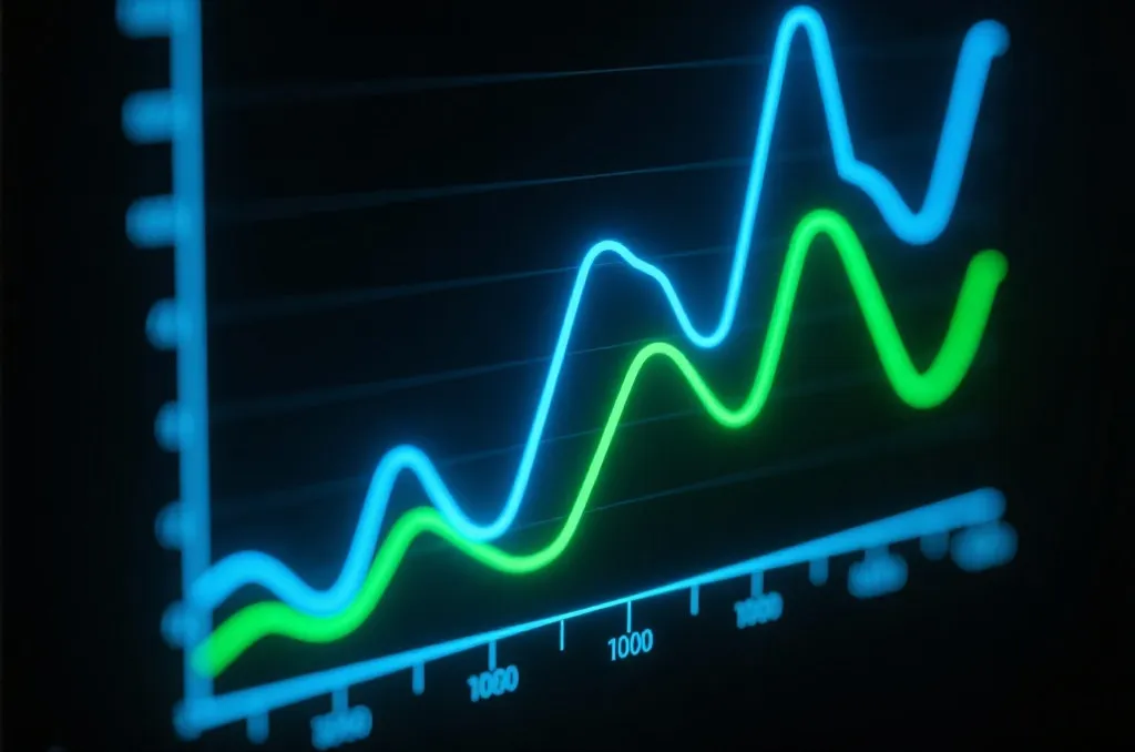 Abstract glowing line graph representing probability and statistical trends